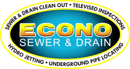 SEWER & DRAIN CLEAN OUT TELEVISED INSPECTIONS ECONO SEWER & DRAIN HYDRO JETTING UNDERGROUND PIPE LOCATING logo