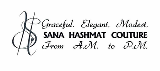 SH SANA HASHMAT COUTURE GRACEFUL. ELEGANT. MODEST. FROM A.M. TO P.M. logo