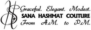 SH SANA HASHMAT COUTURE GRACEFUL. ELEGANT. MODEST. FROM A.M. TO P.M. logo