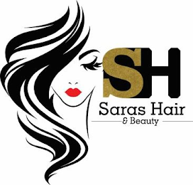 SH SARAS HAIR & BEAUTY logo