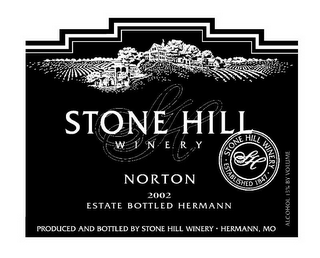 SH STONE HILL WINERY NORTON 2002 ESTATE BOTTLED HERMANN STONE HILL WINERY SH ESTABLISHED 1847 & DESIGN logo