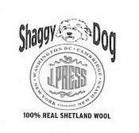 SHAGGY DOG 100% REAL SHETLAND WOOL WASHINGTON D.C. CAMBRIDGE NEW HAVEN NEW YORK SINCE 1902 J.PRESS logo