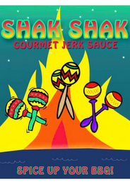 SHAK SHAK GOURMET JERK SAUCE SPICE UP YOUR BBQ! logo