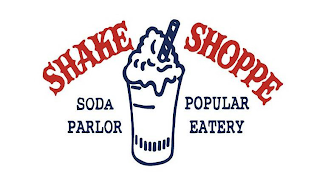 SHAKE SHOPPE SODA PARLOR POPULAR EATERY logo