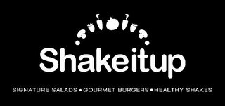 SHAKEITUP SIGNATURE SALADS GOURMET BURGERS HEALTHY SHAKES logo