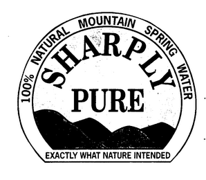 SHARPLY PURE 100% NATURAL MOUNTAIN SPRING WATER EXACTLY WHAT NATURE INTENDED logo