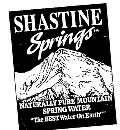 SHASTINE SPRINGS NATURALLY PURE MOUNTAIN SPRING WATER "THE BEST WATER ON EARTH" logo