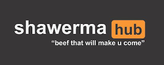 SHAWERMA HUB "BEEF THAT WILL MAKE U COME" logo