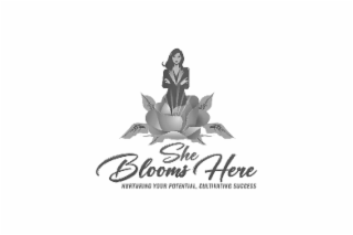 SHE BLOOMS HERE NURTURING YOUR POTENTIAL, CULTIVATING SUCCESS logo