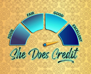 SHE DOES CREDIT POOR FAIR GOOD EXCELLENT logo