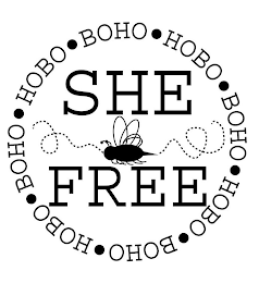 SHE FREE HOBO · BOHO · HOBO · BOHO · HOBO · BOHO · HOBO · BOHO · logo