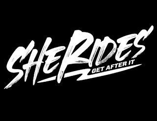 SHE RIDES GET AFTER IT logo