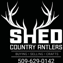 SHED COUNTRY ANTLERS BUYING SELLING CRAFTS 509-629-0142 logo