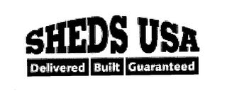 SHEDS USA DELIVERED BUILT GUARANTEED logo