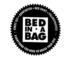 SHEET SET COMFORTER BED SKIRT PILLOWSHAM(S) BED IN A BAG EVERYTHING YOU NEED TO DRESS YOUR BED logo