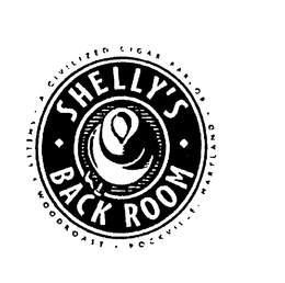 SHELLY'S BACK ROOM A CIVILIZED CIGAR PARLOR SHELLY'S WOODROAST ROCKVILLE MARYLAND logo