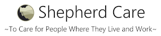 SHEPHERD CARE ~TO CARE FOR PEOPLE WHERE THEY LIVE AND WORK~ logo