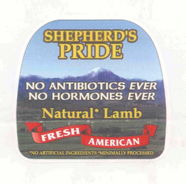 SHEPHERD'S PRIDE NO ANTIBIOTICS EVER NO HORMONES EVER NATURAL* LAMB FRESH AMERICAN logo