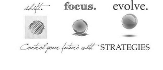 SHIFT. FOCUS. EVOLVE. CONTROL YOUR FUTURE WITH STRATEGIES logo