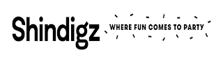 SHINDIGZ WHERE FUN COMES TO PARTY logo