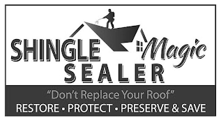 SHINGLE MAGIC SEALER "DON'T REPLACE YOUR ROOF" RESTORE · PROTECT · PRESERVE & SAVE logo