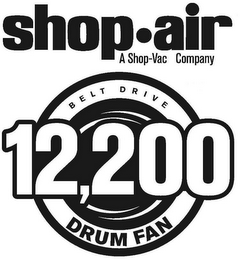 SHOP·AIR A SHOP-VAC COMPANY BELT DRIVE 12,200 DRUM FAN logo