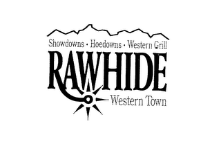 SHOWDOWNS HOEDOWNS WESTERN GRILL RAWHIDE WESTERN TOWN logo