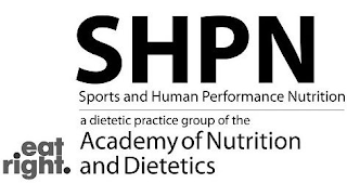 SHPN SPORTS AND HUMAN PERFORMANCE NUTRITION A DIETETIC PRACTICE GROUP OF THE ACADEMY OF NUTRITION AND DIETETICS EAT RIGHT. logo