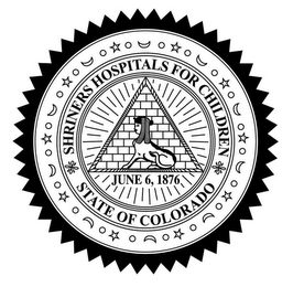 SHRINERS HOSPITALS FOR CHILDREN NORTH AMERICA STATE OF COLORADO JUNE 6,1876 logo