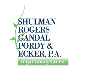 SHULMAN ROGERS GANDAL PORDY & ECKER, P.A. LEGAL GOING GREEN logo