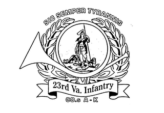 SIC SEMPER TYRANNIS 23RD VA. INFANTRY CO.S A-K logo