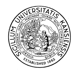 SICILLUM UNIVERSITATIS KANSIENSIS ESTABLISHED 1865 VIDEBO VISIONEM HANC MAGNAM QUARE NON COMBURATUR RUBUS logo