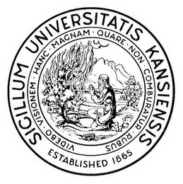 SICILLUM UNIVERSITATIS KANSIENSIS ESTABLISHED 1865 VIDEBO VISIONEM HANC MAGNAM QUARE NON COMBURATUR RUBUS logo