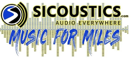 SICOUSTICS.COM AUDIO EVERYWHERE MUSIC FOR MILES logo