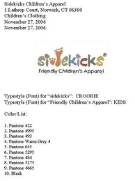 SIDEKICKS FRIENDLY CHILDREN'S APPAREL logo