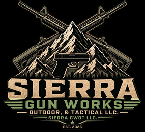 SIERRA GUN WORKS OUTDOOR, & TACTICAL LLC. SIERRA GWOT LLC. EST. 2026 logo