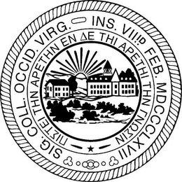 SIG. COLL. OCCID. VIRG. INS. VII ID FEB. MDCCCLXVII logo