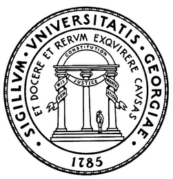 SIGILLVM. VNIVERSITATIS - GEORGIAE - 1785 CONSITITUTION WISOM JUSTICE MODERATION logo