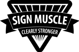 SIGN MUSCLE CLEARLY STRONGER logo