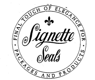SIGNETTE SEALS FINAL TOUCH OF ELEGANCE FOR PACKAGES AND PRODUCTS logo