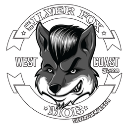 SILVER FOX MOB WEST COAST EST 2018 SILVERFOXMOB.COM logo