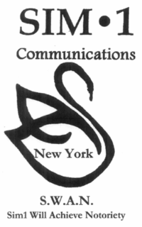 SIM·1 COMMUNICATIONS NEW YORK S.W.A.N. SIM1 WILL ACHIEVE NOTORIETY logo
