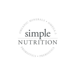 SIMPLE NUTRITION ORGANIC MINERALS · OMEGA-3 PROBIOTICS · PREBOTICS logo