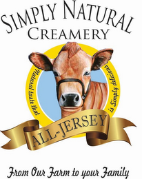 SIMPLY NATURAL CREAMERY NATURAL TASTE THAT IS SIMPLY DELICIOUS ALL-JERSEY FROM OUR FARM TO YOUR FAMILY logo