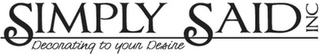 SIMPLY SAID INC DECORATING TO YOUR DESIRE logo