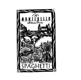 SINCE 1380 MONTEBELLO ARTISAN PASTA IMPORTED ORGANIC FROM ITALY SPAGHETTI logo