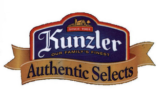 SINCE 1901 KUNZLER OUR FAMILY'S FINEST AUTHENTIC SELECTS logo