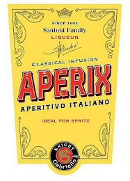 SINCE 1902 SANTONI FAMILY LIQUEUR STEFANO SANTONI CLASSICAL INFUSION APERIX APERITIVO ITALIANO IDEAL FOR SPRITZ KNIGHT GABRIELLO logo