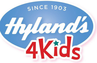 SINCE 1903 HYLAND'S 4KIDS logo