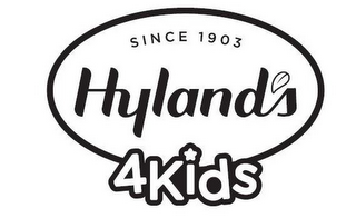 SINCE 1903 HYLAND'S 4KIDS logo